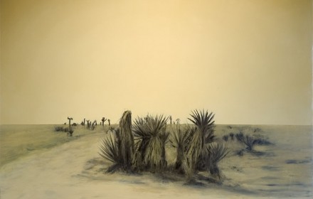 “Desert Landscape” 2008: mixed media, oil on canvas 60×72 inches