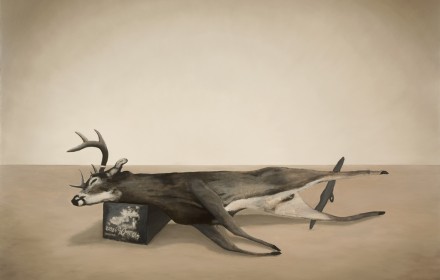 “Trophy Buck 1932” 2009: mixed media, oil on canvas 60×72 inches